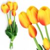 TULIPAN BUKIET SZTUCZNY GUMOWY 46CM (3 kwiaty 5x4cm + pąki) - pomarańczowo-czerwony