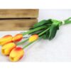 TULIPAN BUKIET SZTUCZNY GUMOWY 46CM (3 kwiaty 5x4cm + pąki) - pomarańczowo-czerwony