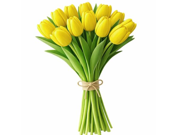 TULIPAN GUMOWY SZTUCZNY 41CM (kwiat 4,5x3,5cm) - żółty