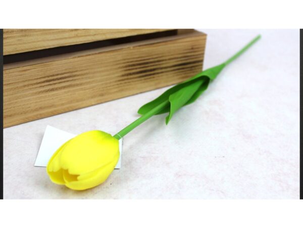 TULIPAN GUMOWY SZTUCZNY 41CM (kwiat 4,5x3,5cm) - żółty