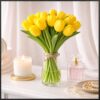 TULIPAN GUMOWY SZTUCZNY 41CM (kwiat 4,5x3,5cm) - żółty