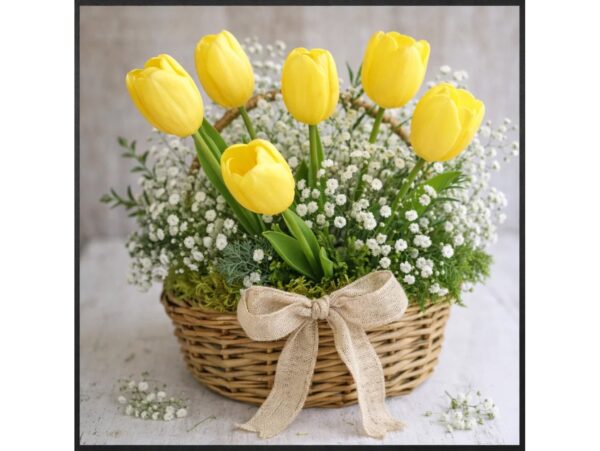 TULIPAN GUMOWY SZTUCZNY 41CM (kwiat 4,5x3,5cm) - żółty