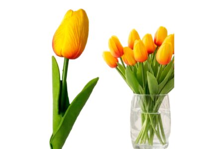 TULIPAN PIANKOWY SZTUCZNY 34CM (kwiat 4,5x3,5cm) - pomarańczowo-czerwony