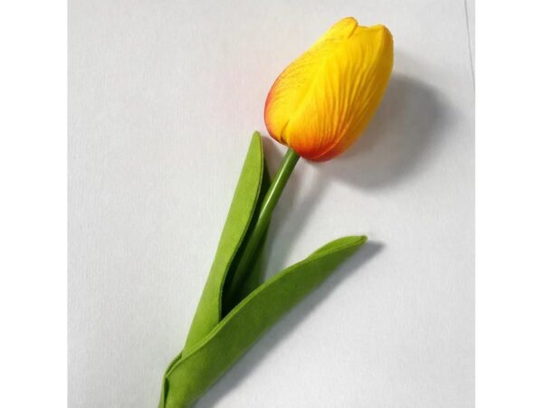 TULIPAN PIANKOWY SZTUCZNY 34CM (kwiat 4,5x3,5cm) - pomarańczowo-czerwony