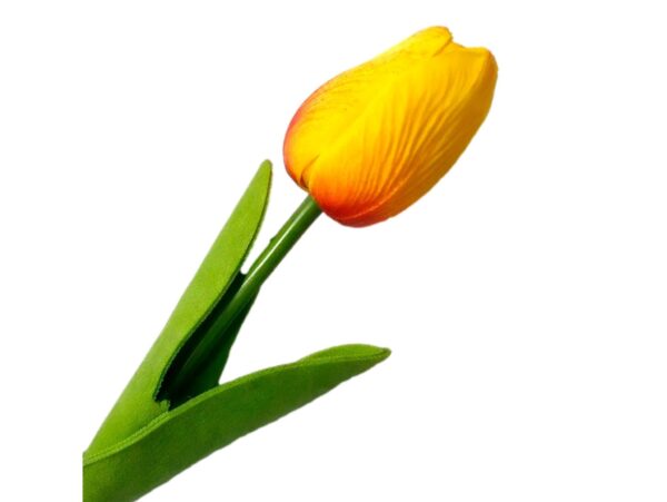 TULIPAN PIANKOWY SZTUCZNY 34CM (kwiat 4,5x3,5cm) - pomarańczowo-czerwony