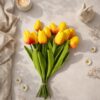 TULIPAN PIANKOWY SZTUCZNY 34CM (kwiat 4,5x3,5cm) - pomarańczowo-czerwony