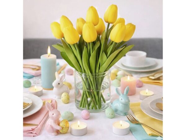 TULIPAN PIANKOWY SZTUCZNY 34CM (kwiat 4,5x3,5cm) - żółty