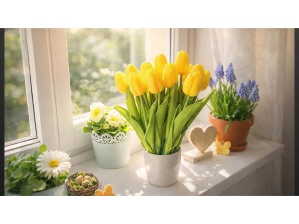 TULIPAN PIANKOWY SZTUCZNY 34CM (kwiat 4,5x3,5cm) - żółty