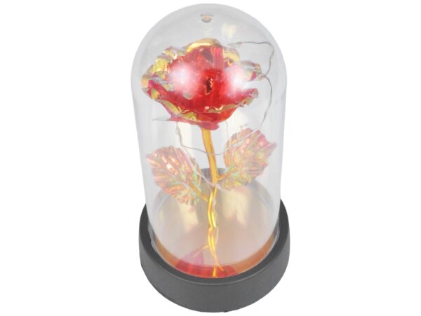 WIECZNA RÓŻA W SZKLE LED ŚWIECĄCA 15CM - wzór 4