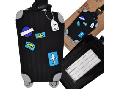 BRELOK IDENTYFIKATOR BAGAŻU ZAWIESZKA DO WALIZKI 18x6,5CM - czarny