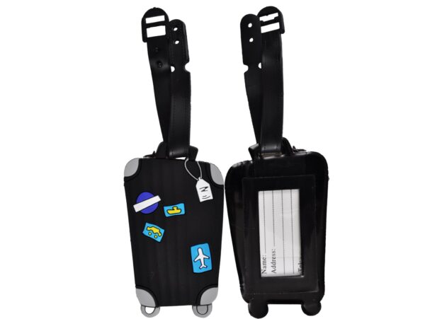 BRELOK IDENTYFIKATOR BAGAŻU ZAWIESZKA DO WALIZKI 18x6,5CM - czarny