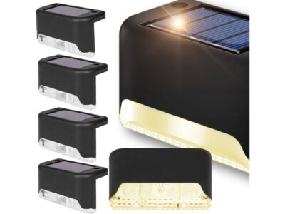 LAMPKA LAMPA SOLARNA KRAWĘDZIOWA 1 LED 8x4,5x4,2cm - czarny/ciepły biały 4szt