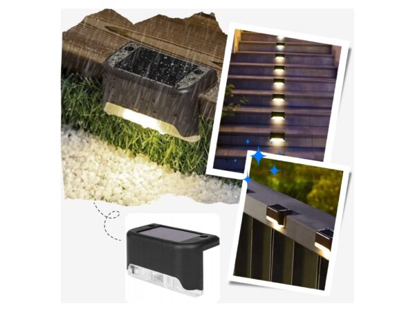 LAMPKA LAMPA SOLARNA KRAWĘDZIOWA 1 LED 8x4,5x4,2cm - czarny/ciepły biały 4szt