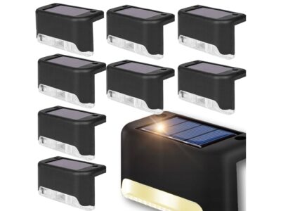 LAMPKA LAMPA SOLARNA KRAWĘDZIOWA 1 LED 8x4,5x4,2cm - czarny/ciepły biały 8szt