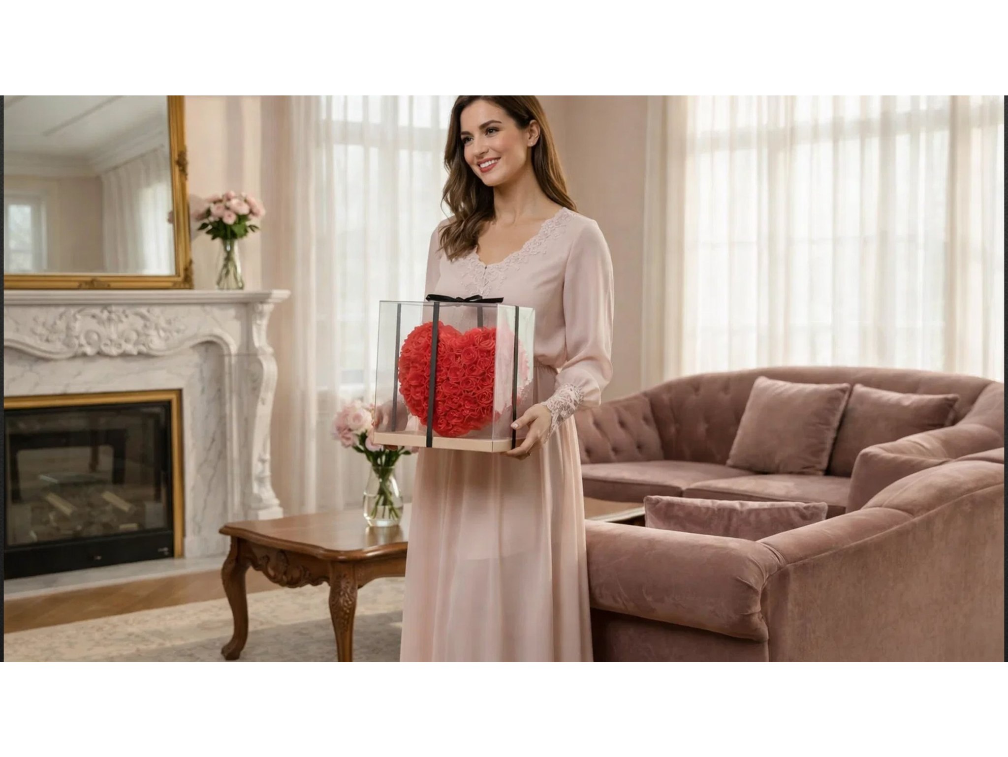 SERCE Z RÓŻ BOX 25cm