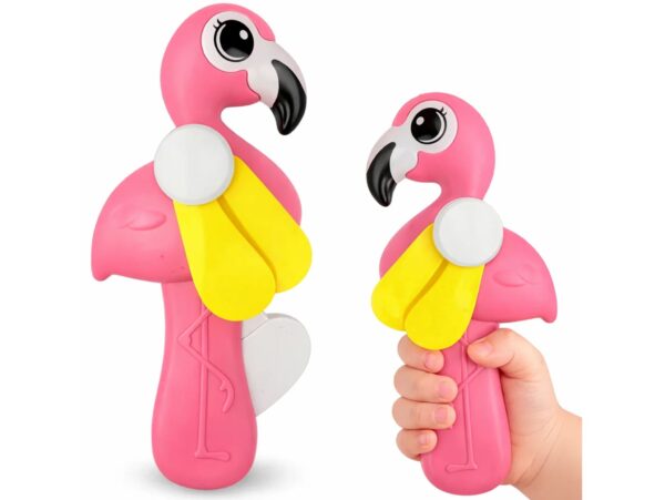 WIATRAK RĘCZNY WENTYLATOR DLA DZIECI FLAMING 15x7CM - różowy
