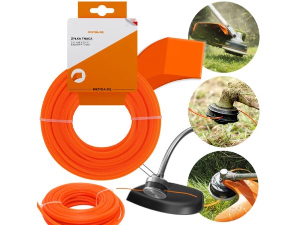 ŻYŁKA TNĄCA DO KOSY 2,4MM 15M KWADRATOWA