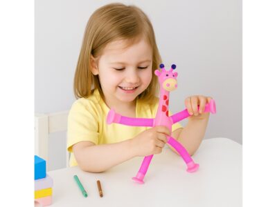 ŻYRAFA ANTYSTRESOWA SENSORYCZNA LED 16CM - różowy