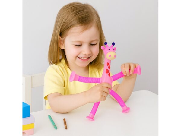 ŻYRAFA ANTYSTRESOWA SENSORYCZNA LED 16CM - różowy