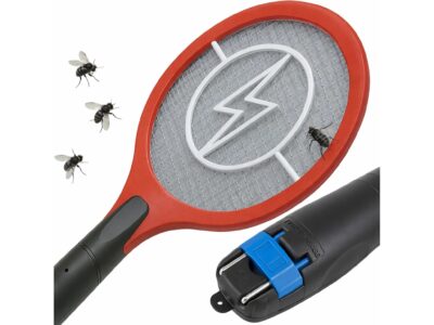 ŁAPKA NA MUCHY ELEKTRYCZNA NA AKUMULATOR DO GNIAZDKA - czerwony