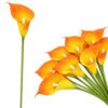 KALIA GUMOWA SZTUCZNA 31CM (kwiat 8x5cm) - pomarańczowo-żółty