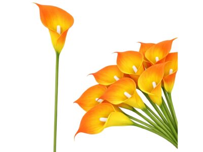 KALIA GUMOWA SZTUCZNA 31CM (kwiat 8x5cm) - pomarańczowo-żółty