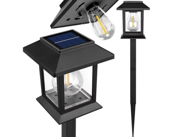 LAMPA LAMPKA SOLARNA WBIJANA 38cm - kwadratowa ciepły biały