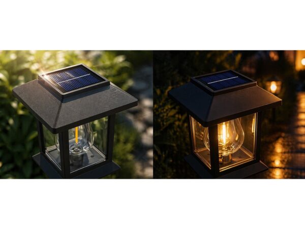 LAMPA LAMPKA SOLARNA WBIJANA 38cm - kwadratowa ciepły biały