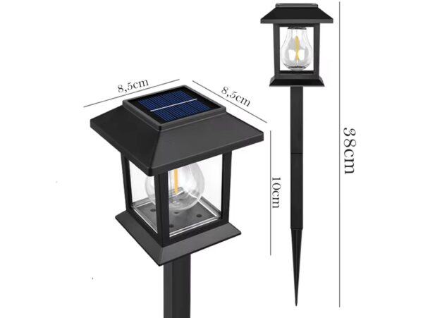 LAMPA LAMPKA SOLARNA WBIJANA 38cm - kwadratowa ciepły biały