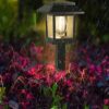 LAMPA LAMPKA SOLARNA WBIJANA 38cm - kwadratowa ciepły biały