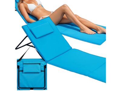 LEŻAK SKŁADANY MATA PLAŻOWA Z OPARCIEM 2w1 145x47x40cm
