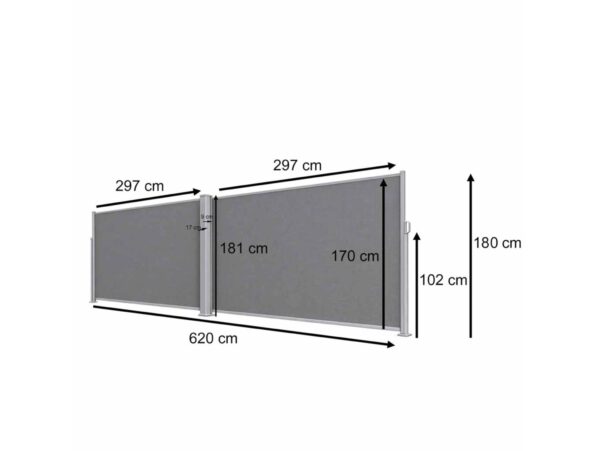 MARKIZA LUARO NAROŻNA TARASOWA PARAWAN 180x620cm