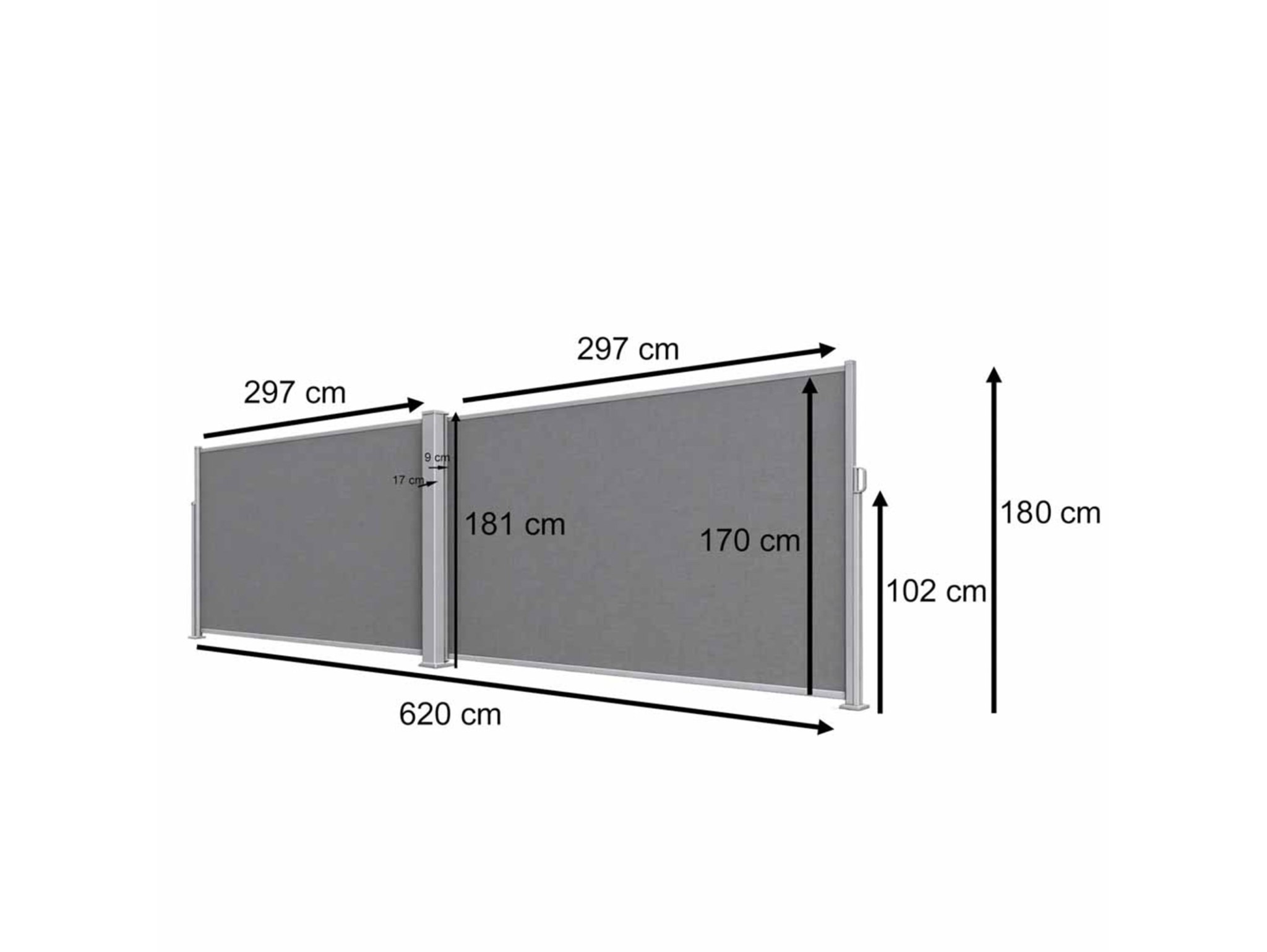 MARKIZA LUARO NAROŻNA TARASOWA PARAWAN 180x620cm