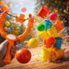 PROCA PLASTIKOWA ZABAWKA 6 PIŁECZEK - pomarańczowy
