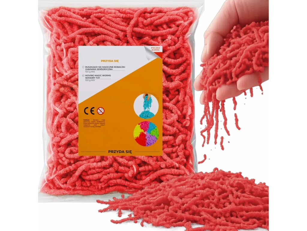 RUSZAJĄCE SIĘ ROBACZKI GUMA TERMOPLASTYCZNA 100g - czerwony