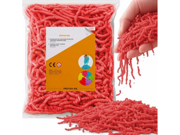 RUSZAJĄCE SIĘ ROBACZKI GUMA TERMOPLASTYCZNA 100g - czerwony