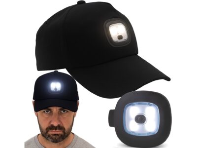 CZAPKA Z DASZKIEM Z OŚWIETLENIEM LED + LAMPKA LED DO CZAPKI Z LAMPKĄ LED 3 TRYBY