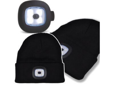 CZAPKA ZIMOWA Z LAMPKĄ LED - czarny + LAMPKA LED DO CZAPKI Z LAMPKĄ LED 3 TRYBY