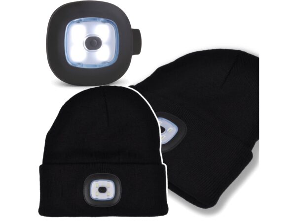 CZAPKA ZIMOWA Z LAMPKĄ LED - czarny + LAMPKA LED DO CZAPKI Z LAMPKĄ LED 3 TRYBY