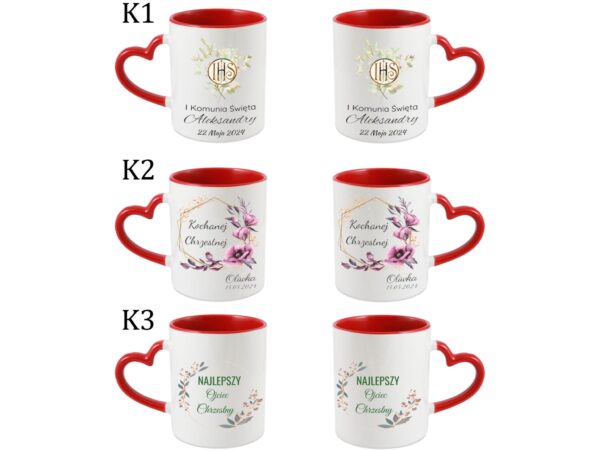 KUBEK DO SUBLIMACJI 330ML CZERWONY UCHWYT SERCE