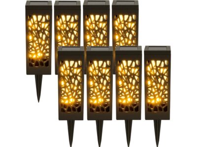 LAMPA LAMPKA SOLARNA KWADRATOWA 39x6CM CIEPŁY BIAŁY 8 SZT