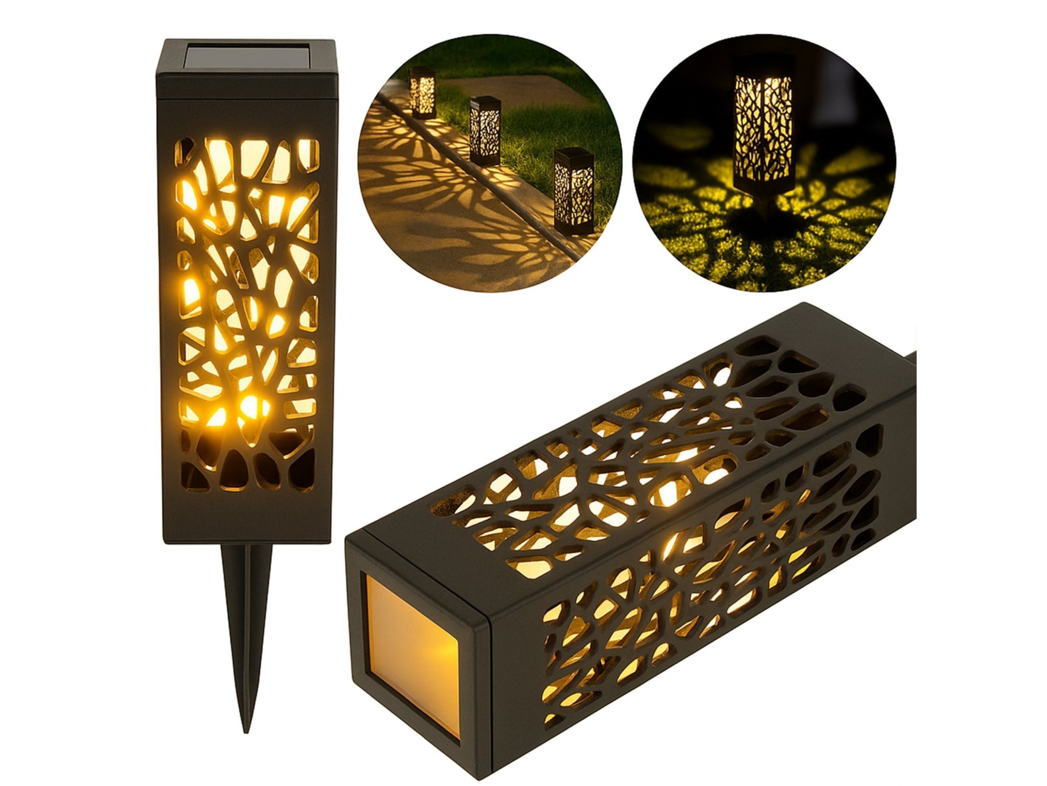 LAMPA LAMPKA SOLARNA KWADRATOWA 39x6CM CIEPŁY BIAŁY 8 SZT