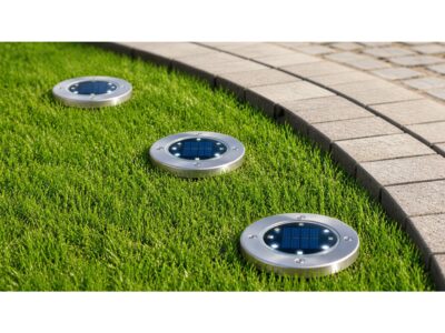 LAMPA OGRODOWA NAJAZDOWA SOLARNA 8 LED - biały ciepły