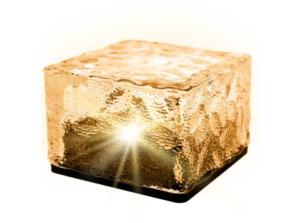 LAMPA OGRODOWA NAJAZDOWA SOLARNA KOSTKA LODU 7x7cm - ciepły biały