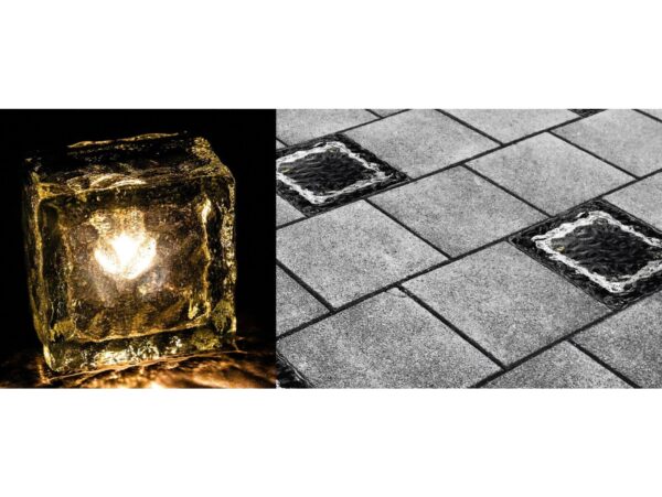 LAMPA OGRODOWA NAJAZDOWA SOLARNA KOSTKA LODU 7x7cm - ciepły biały