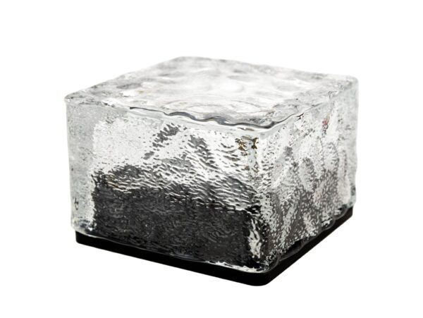 LAMPA OGRODOWA NAJAZDOWA SOLARNA KOSTKA LODU 7x7cm - ciepły biały