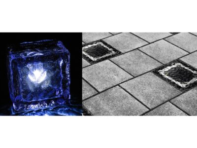 LAMPA OGRODOWA NAJAZDOWA SOLARNA KOSTKA LODU 7x7cm - niebieski