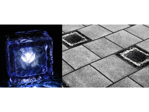 LAMPA OGRODOWA NAJAZDOWA SOLARNA KOSTKA LODU 7x7cm - niebieski