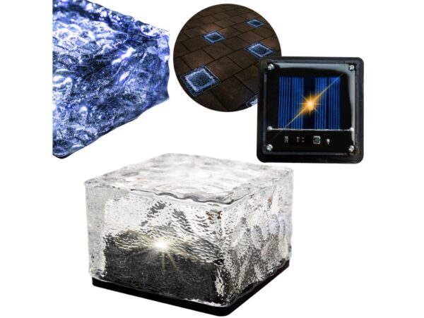 LAMPA OGRODOWA NAJAZDOWA SOLARNA KOSTKA LODU 7x7cm - niebieski