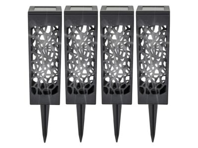 LAMPA OGRODOWA SOLARNA AŻUROWA ZIMNY BIAŁY 4 SZT